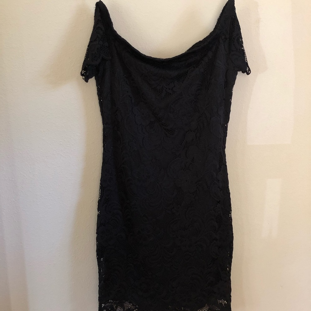 Off the Shoulders Black Dress